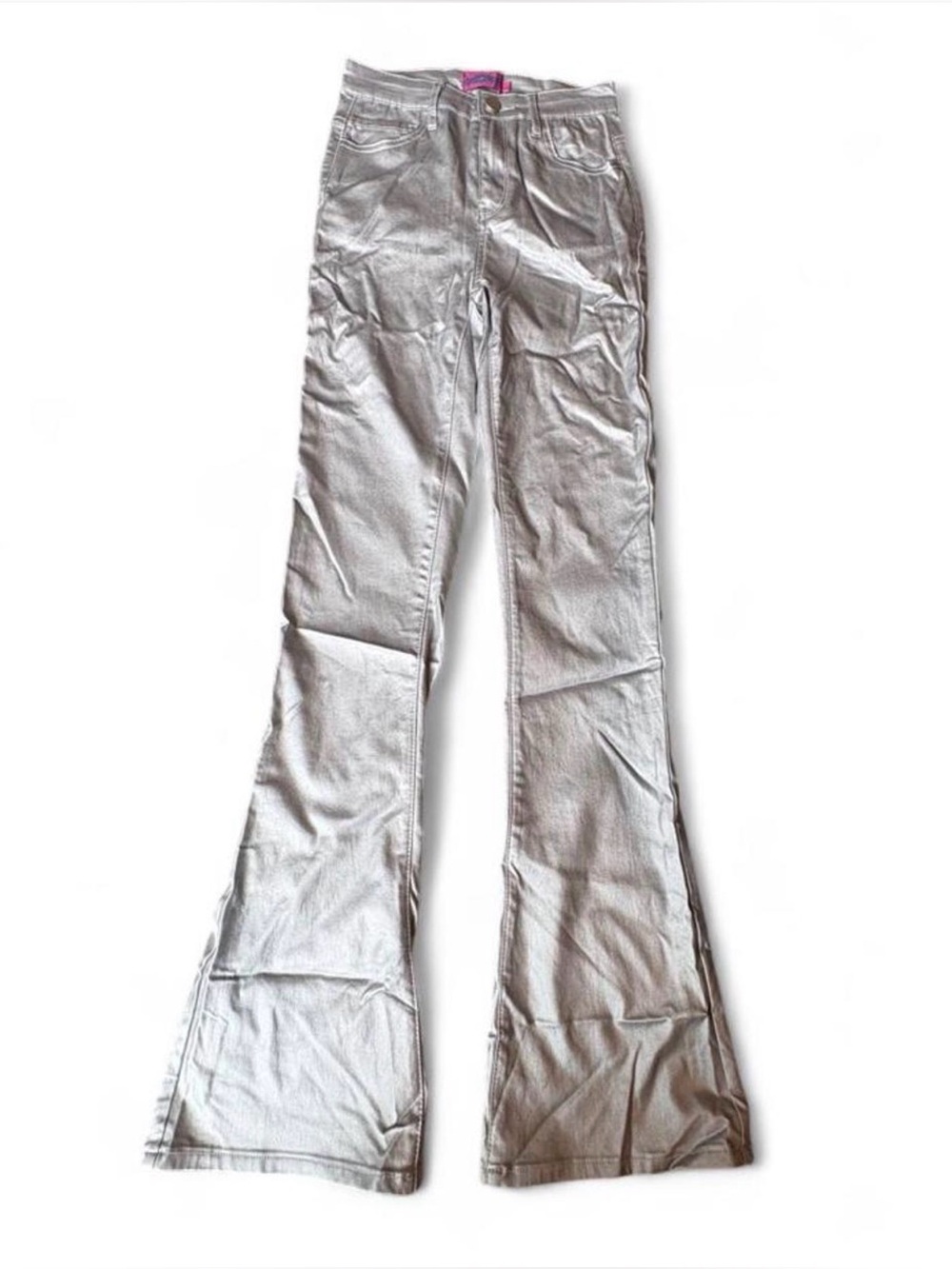 Edikted Silver Metallic Boot Cut Flare Pants